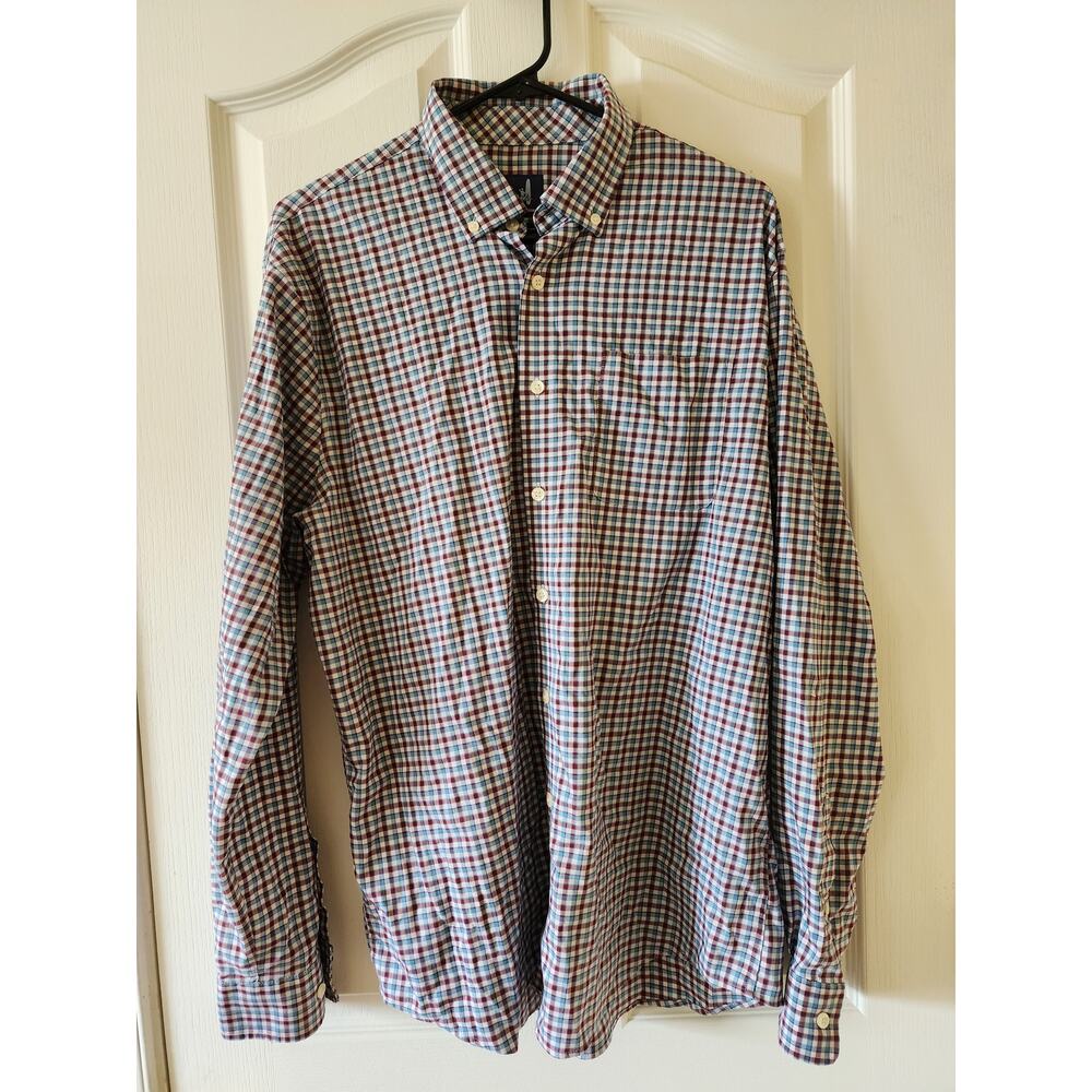 Johnnie-O Prep-Formance L Long Sleeve Button Down Shirt Cranberry Checkered Soft